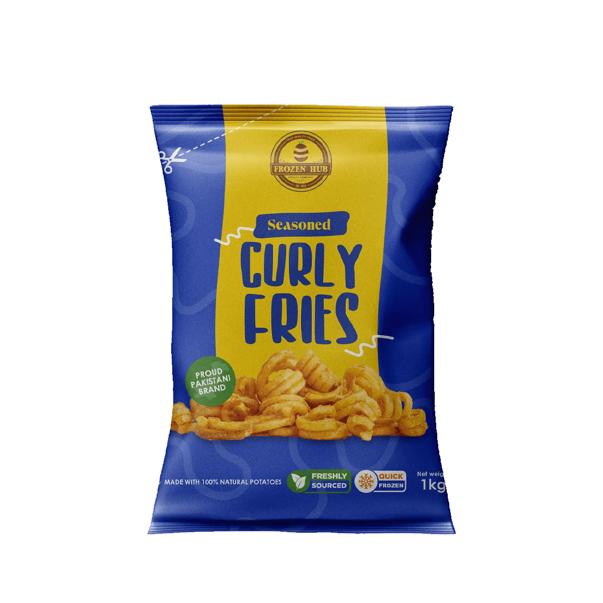 Frozen hub curly fries 1kg