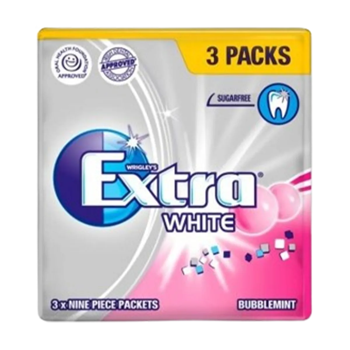 Wrigleys Extra White Bubblemint Sugarfree Gum 3Packs 37.8g