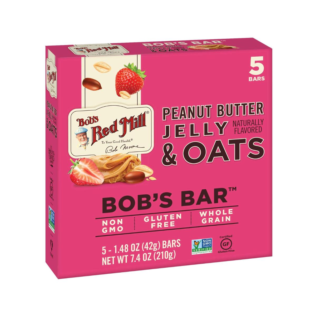 Bob's Red Mill, Peanut Butter Jelly And Oats Bar, Case Of 6, 7.4 oz