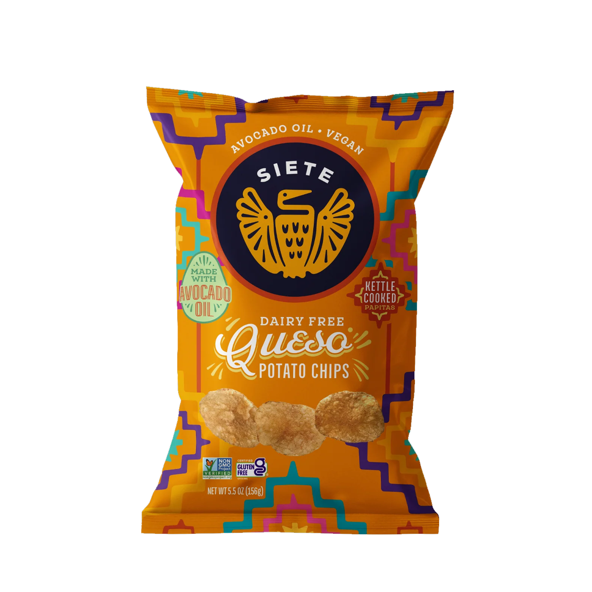 Siete Family Foods, Kettle Cooked Potato Chips Dairy Free Queso, Case Of 6, 5.5 oz