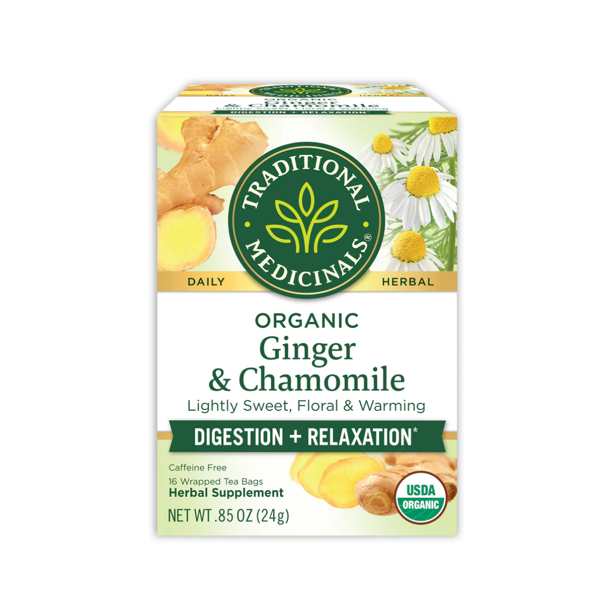 Traditional Medicinals Organic Ginger & Chamomile Tea 16 count