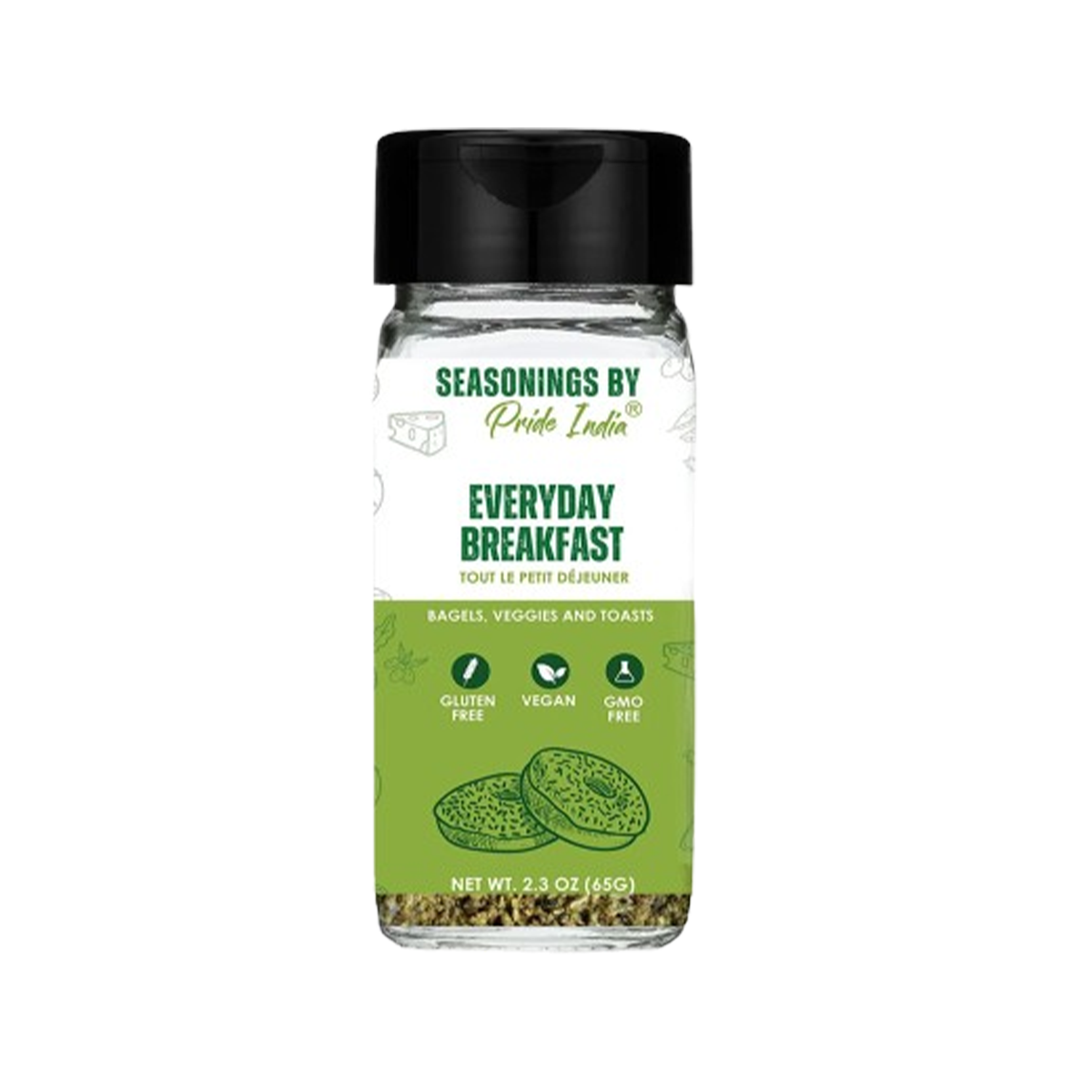 PRIDE OF INDIA Breakfast Seasoning w/ Dual Sifter Cap - Case of 6 - 2.3 oz