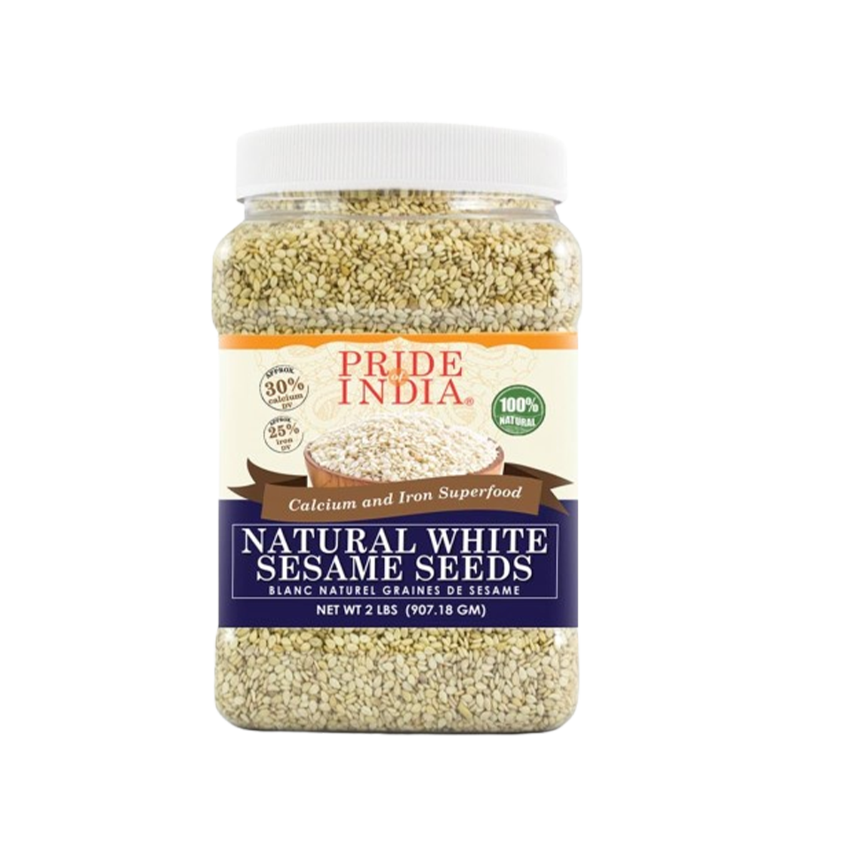 PRIDE OF INDIA White Sesame Seeds - Case of 6 - 1.25 lbs